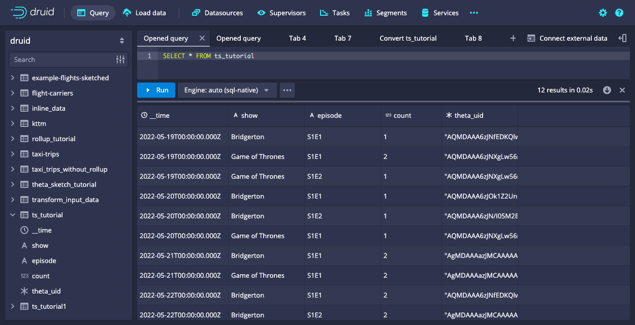 View data with SELECT all query